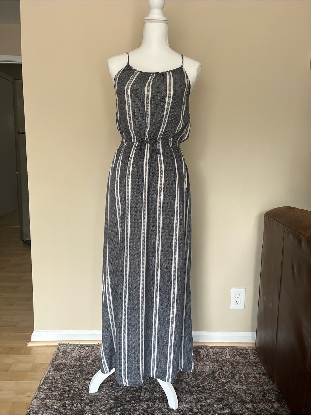 GAP Black and White Striped Maxi Dress